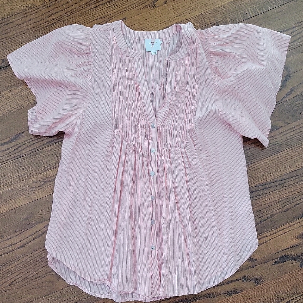 The Nines by HATCH Blush Button-Down Blouse